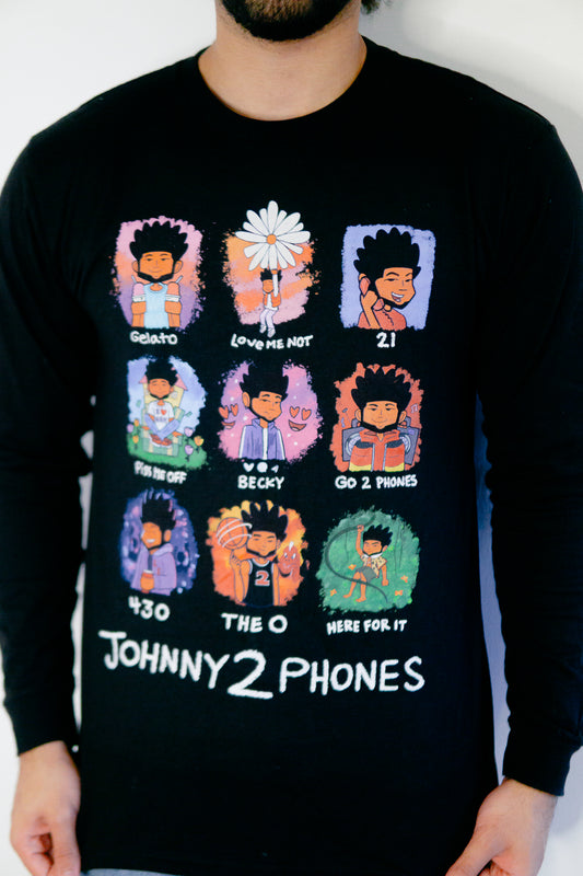 Johnny 2 Phones Long Black Long Sleeve